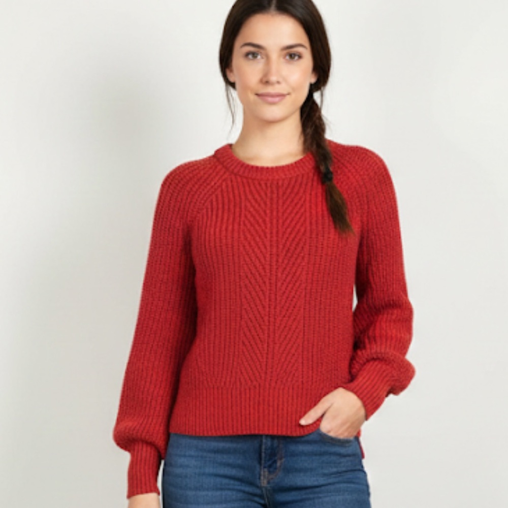 Madewell Balloon Sleeve Pullover Knit Sweater Red Size Large